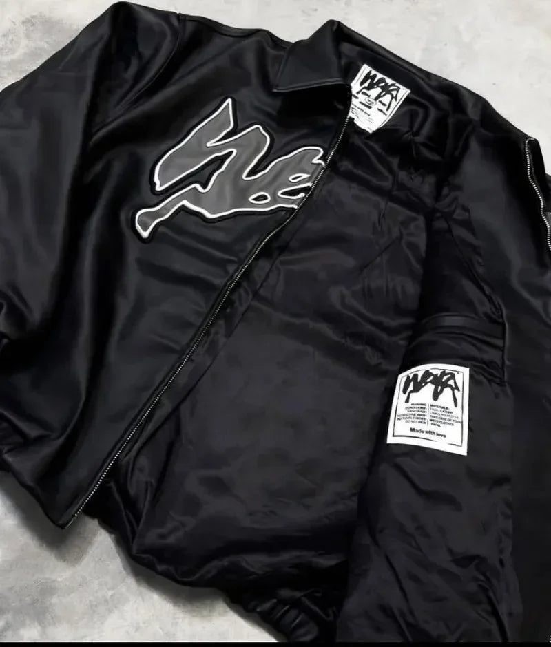 🧥 Veste Baseball Y2K en Cuir – Style Rétro & Hip-Hop Américain 🔥
