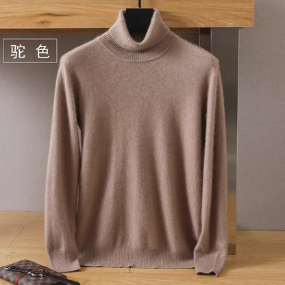 Pull en cachemire 100 % pur vison et velours pour homme - Tricot d'hiver de luxe