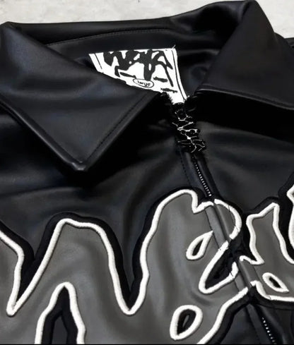 🧥 Veste Baseball Y2K en Cuir – Style Rétro & Hip-Hop Américain 🔥