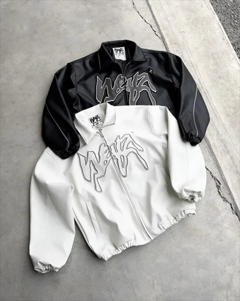 🧥 Veste Baseball Y2K en Cuir – Style Rétro & Hip-Hop Américain 🔥