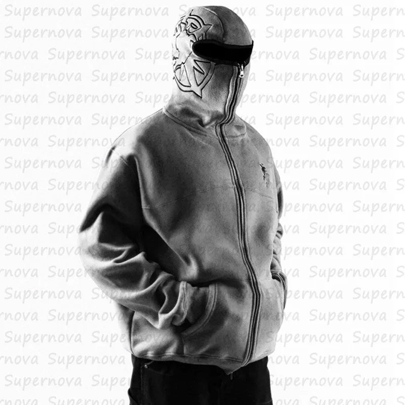🔥 Sweat à capuche zippé vintage – style streetwear hip hop et oversize 🔥