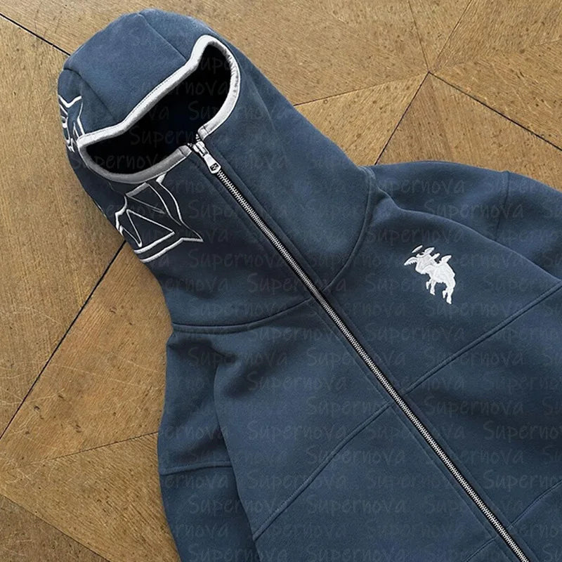 🔥 Sweat à capuche zippé vintage – style streetwear hip hop et oversize 🔥
