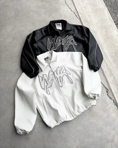 🧥 Veste Baseball Y2K en Cuir – Style Rétro & Hip-Hop Américain 🔥